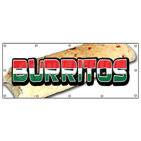 Signmission Burritos Banner Heavy Duty 13 Oz Vinyl with Grommets Single Sided B-120 Burritos